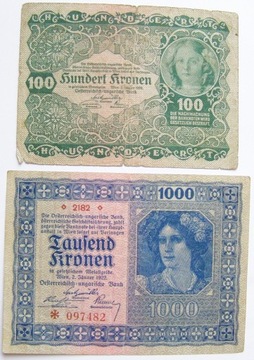 100 i 1000 koron 1922