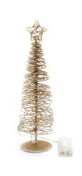 Choinka złota z drucika 30cm, oświetlenie LED drut