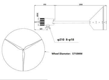 Turbina elektrownia wiatrowa 10kW  2780mm Śr 5,71m