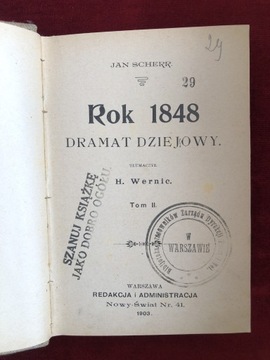 „Rok 1848. Dramat dziejowy” J. Scherr wyd. 1903r.