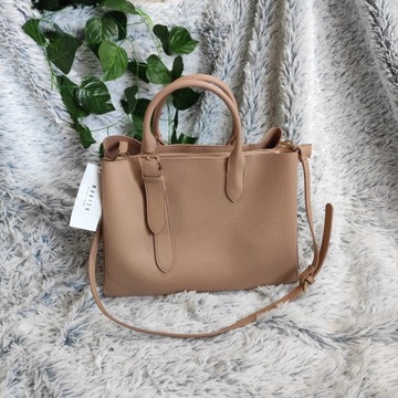 MOHITO Nowa Torebka city bag A4 z paskiem Nude