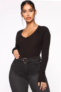 Czarny crop top na długi rękaw 36/S FashionNova