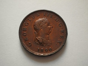W.BRYTANIA, 1/2 Penny 1806 r. - JERZY III
