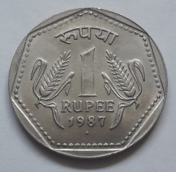 INDIE   - 1 rupia z 1987 r, mennicza