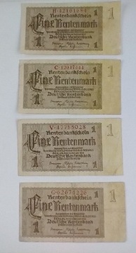 zestaw banknotów 1 marka ,  1937 , Niemcy , 4 szt