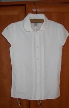 Elegancka biała bluzka z kołnierzykiem, szkoła,158
