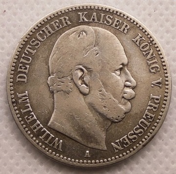 2 marki 1877 A Wilhelm I - Prusy, Srebro Ag 900