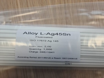 Lut srebrny Ag45Sn LS45 fi 2,0 mm otulony 1 kg