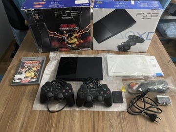 Konsola PS2 SCPH-90004, karton Tekken 5, 2 pady