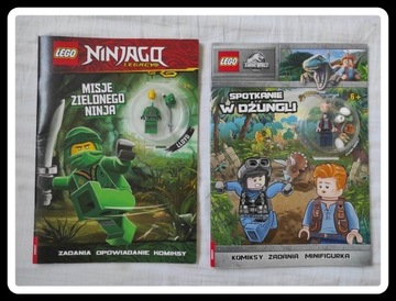 Lego - 2 gazetki z figurkami NOWE Jurassic + Ninja