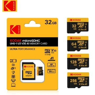 KODAK 32GB SD karta pamięci C10 4K V30 U3 100Mb/s!
