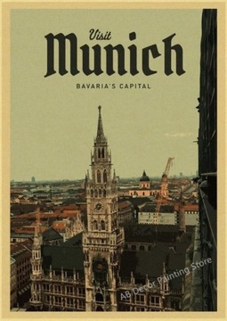 PIĘKNY plakat vintage MONACHIUM Niemcy