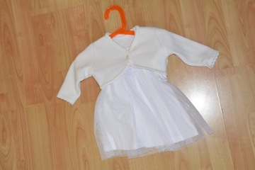 KOMPLET sukienka + bolerko 74 cm 6-9 m biały