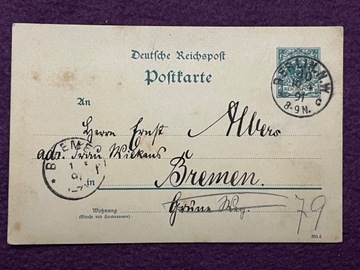 Karta korespondencyjna 1891 r. Berlin - Bremen