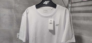 T-shirt męski Biała bluzka 4F bawełna 3XL