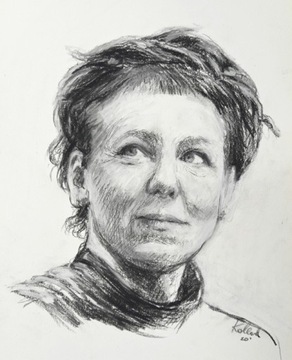 Portret Olga Tokarczuk, 28 x 39 cm, ołówek
