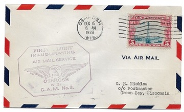 Pierwszy lot, USA, Oshkosh-Green Bay, 15.12.1928