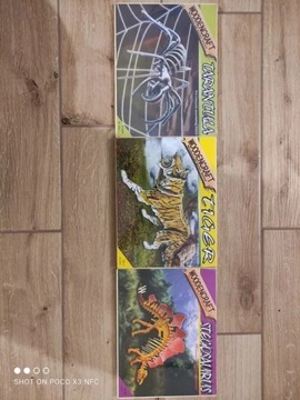 Zestaw 3 puzzli 3D tygrys, tarantula, stegosaurus