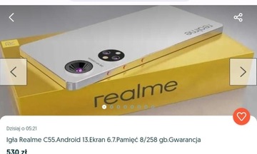 ELEGANCKI REALME C55.ROZSZEŻONA WERSJA.8+4/256 GB 