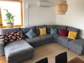 sofa 6-osobowa z funkcją spania, schowki, leżanka.