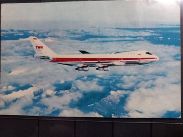 Pocztówka 1972 TWA Airlines Boeing 747 Jetliner