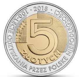 Moneta 5 zł "100-lecie Odzyskania Niepodległości"