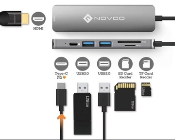 USB adapter -wieloportowy HDMI,4K,Typ C