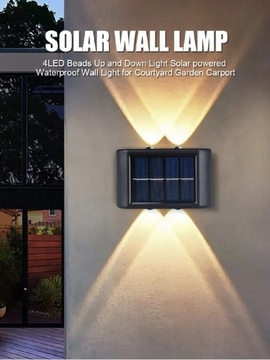 Solarna lampa LED zewnętrzna kinkiet 4 LED Lampa ogrodowa