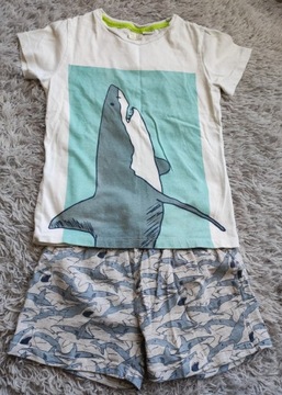 Letnia piżama Zara r. 116 rekiny t-shirt+spodenki