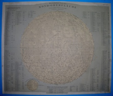 1865 oryginał MAPA KSIĘŻYC KOSMOS ASTRONOMIA