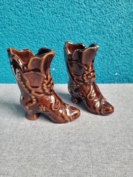 Ceramiczne figurki buty PRL małe buciki kozaki 