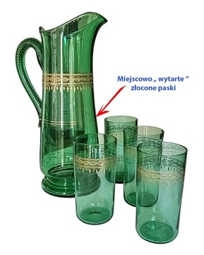 Szklany dzbanek na wodę, soki i cztery szklanki 