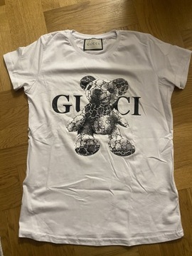 Biała koszulka z napisem Gucci 
