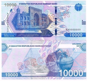 Uzbekistan 10000 som SPECIMEN P-89 UNC Rzadki