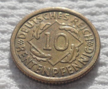 Weimar 10 fenigów rentenpfennig 1924 F Stuttgart