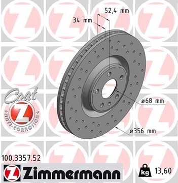 ZIMMERMANN SPORT TARCZE+KLOCKI P AUDI A6 C7 356MM