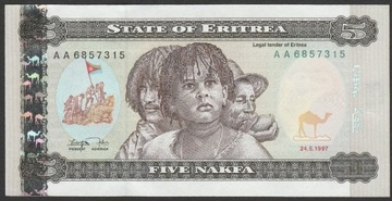 Erytrea 5 nakfa 1997 - stan bankowy UNC