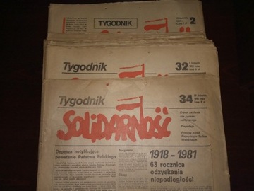 Tygodnik Solidarność 1981 r. Numery: 2, 23-32 i 34