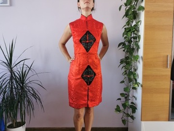 Jedwabna oryginna azjatycka sukienka rozmiar S/M