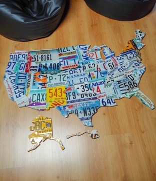 Mapa USA z oryginalnych tablic, handmade