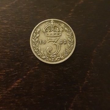 3 pensy 1922 / 3 pence 1922 srebro wielka brytania