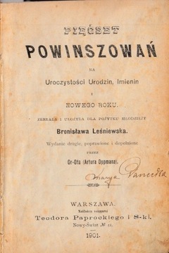 Pięćset powinszowań Leśniewska 1901+ Nowy zbiór powinszowań Zygmunt 1894r