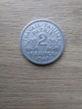 Francja 2 franki 1943 B stan III aluminium
