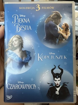 3 dvd Disney Czarownica Kopciuszek Piękna i Bestia