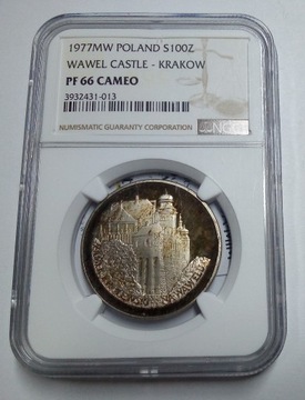 100 złotych 1977 Wawel NGC PF64 CAMEO-patyna