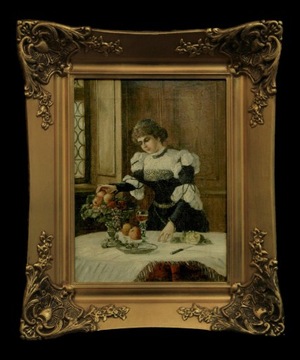 Dama układająca owoce - obraz z XIX w