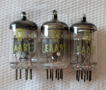 Lampy RFT EAA91 testowane, sprawne, 3 szt. zestaw