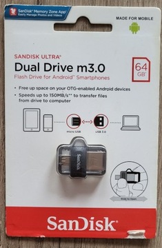 PENDRIVE SanDisk m3.0 USB - MicroUSB Android NOWY