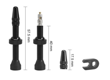 2szt wentyle PRESTA tubeless, 40mm, czarne