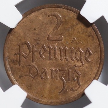 WMG, 2 fenigi pfennige 1937 NGC MS 60 BN